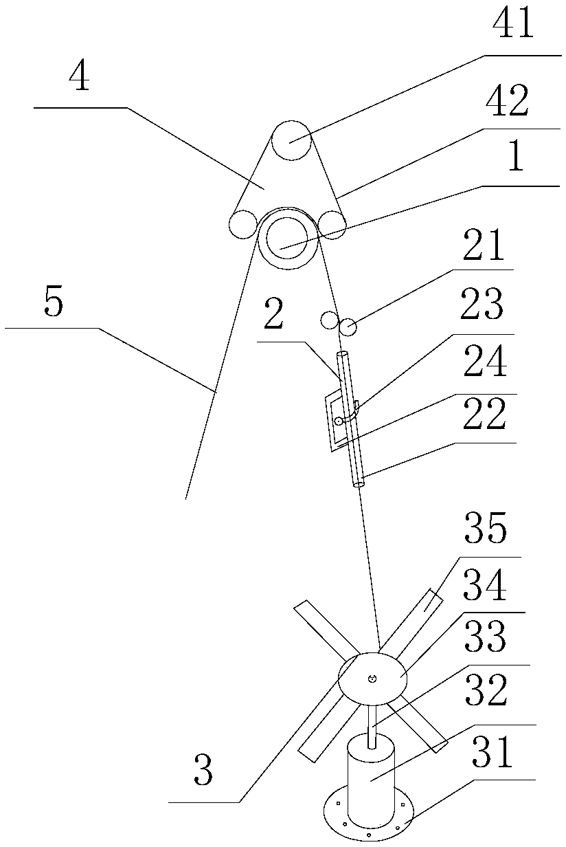 Non-uniform-velocity falling-type synchronous taking-up device for producing Dumet wires