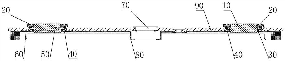 Composite pole cover plate of lithium ion battery and assembly equipment of composite pole cover plate