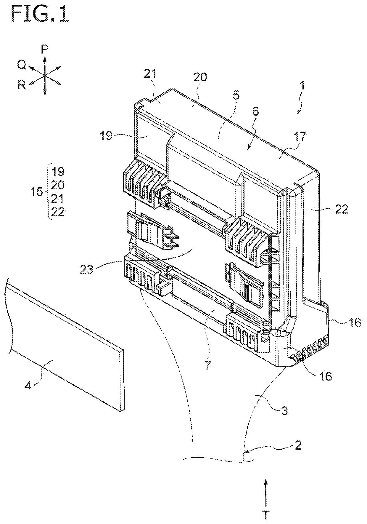 Engagement structure of cover and block member, electronic component module, electrical connection box, and wire harness