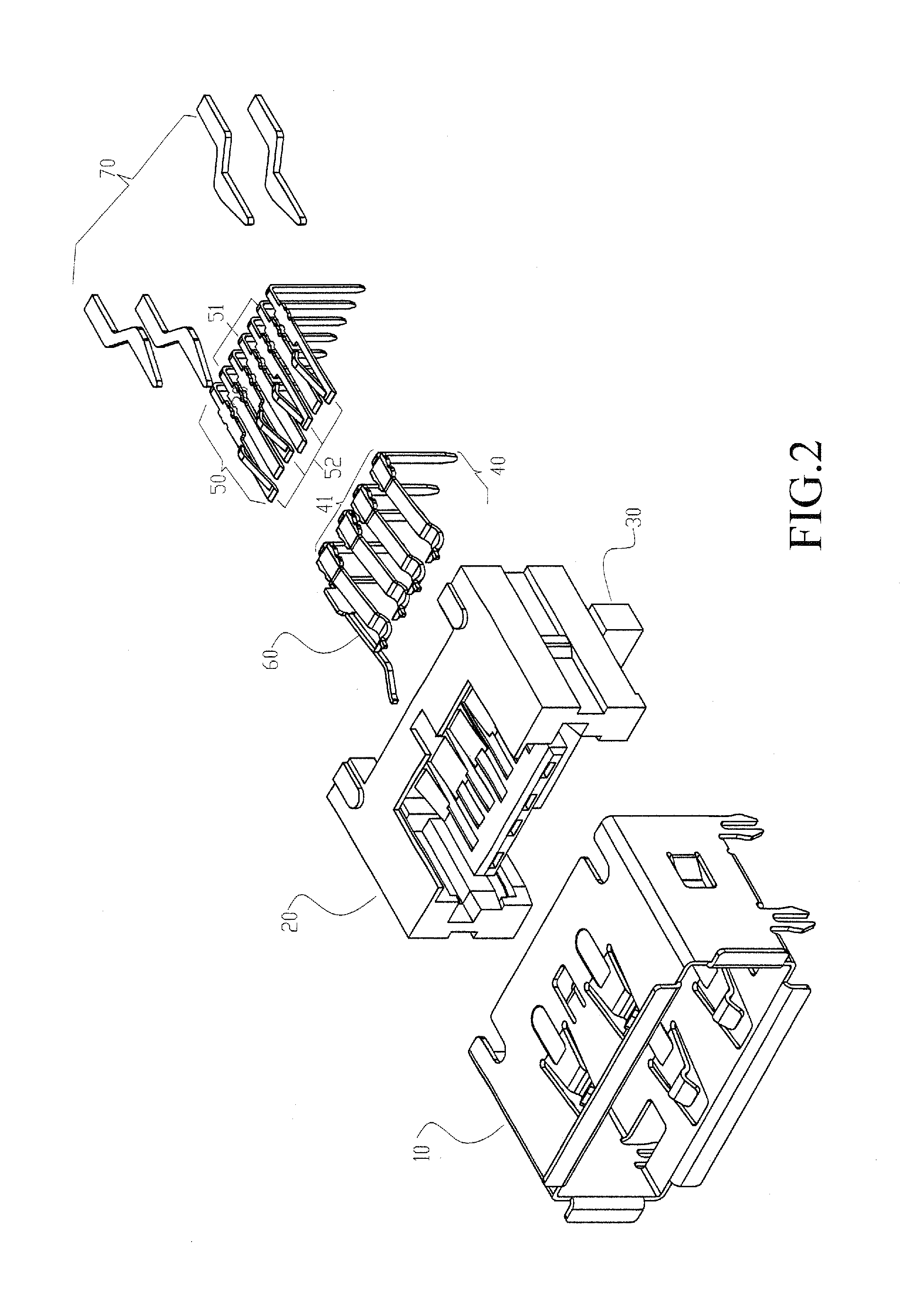 Terminal structure of connector and connector port incorporating same