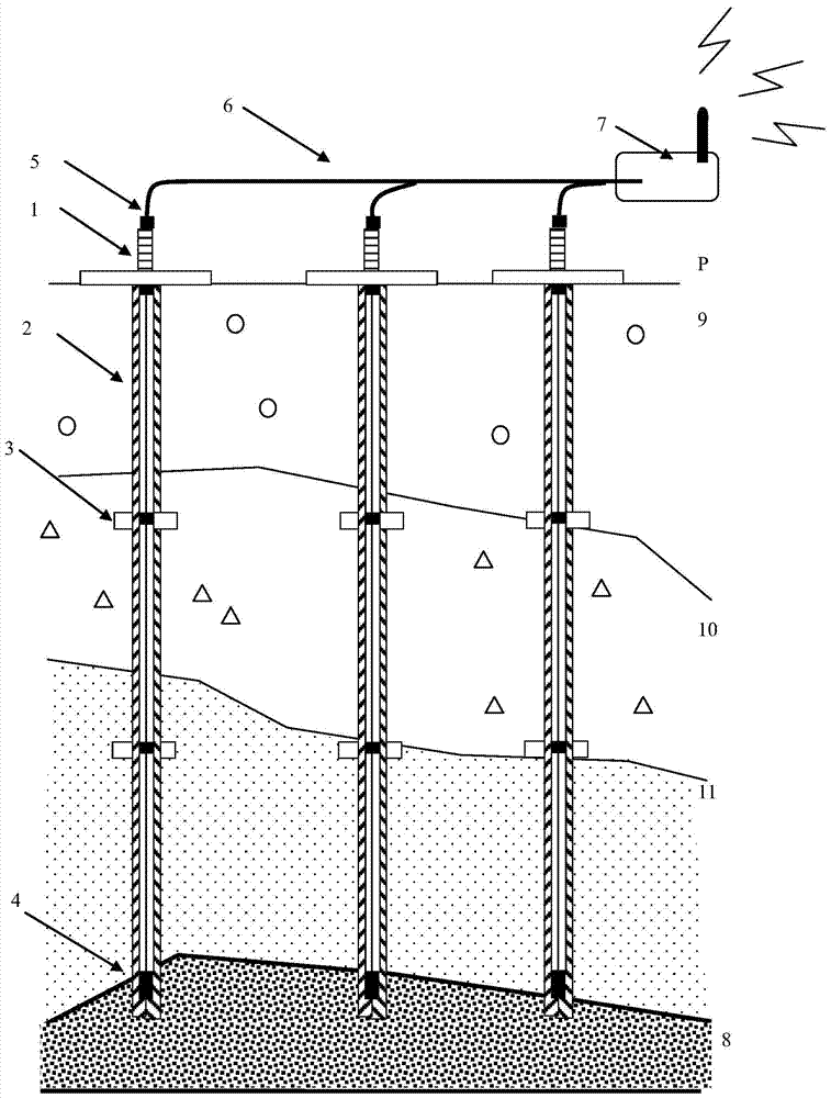 A distributed settlement measurement device and measurement method