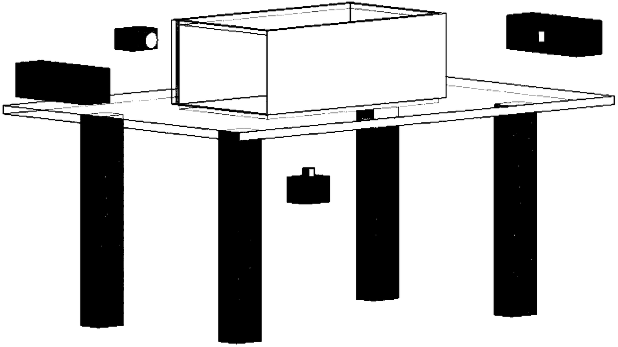 Testing device for observing deformation of three-dimensional space in transparent soil model and application method thereof