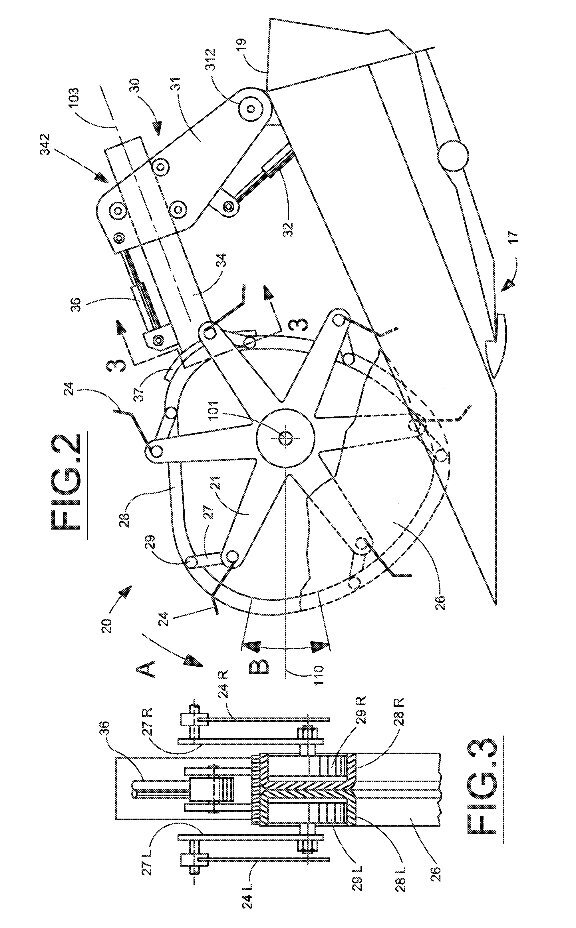 Combined center cam and reel arm