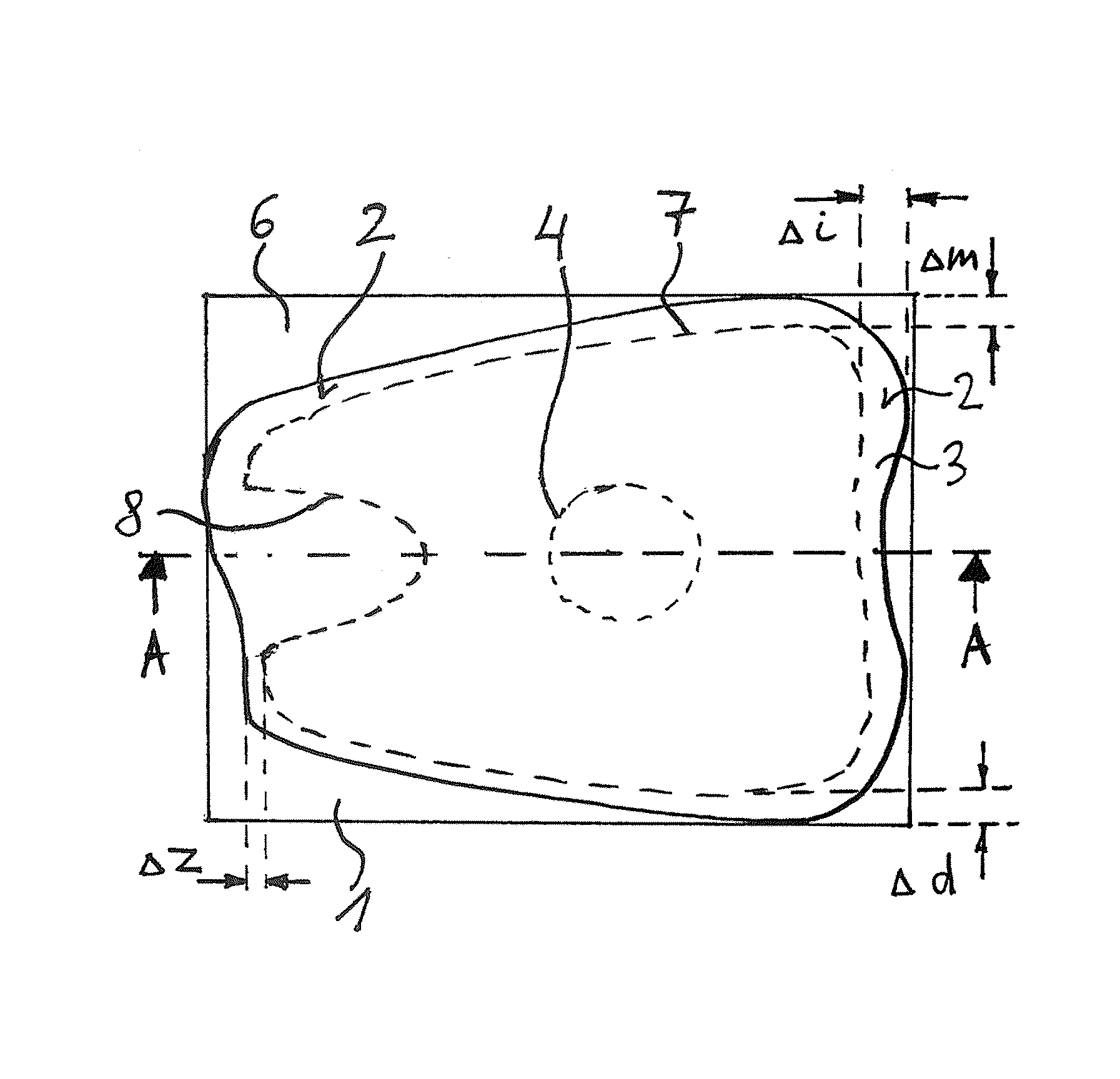 Blank and database of prefabricated partial surfaces of dental prosthetics