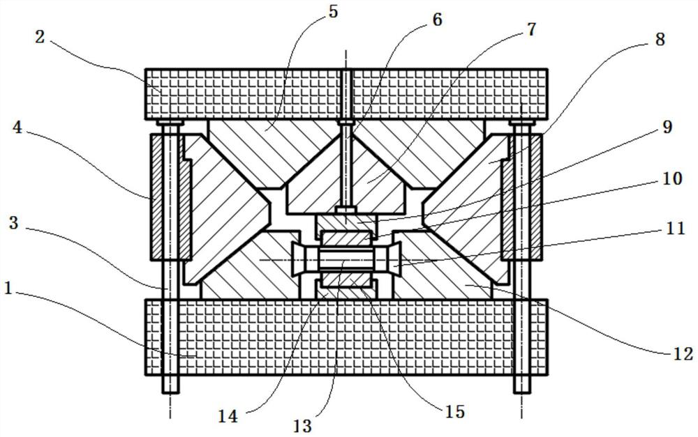 Multidirectional forging forming method for titanium alloy complex die forging