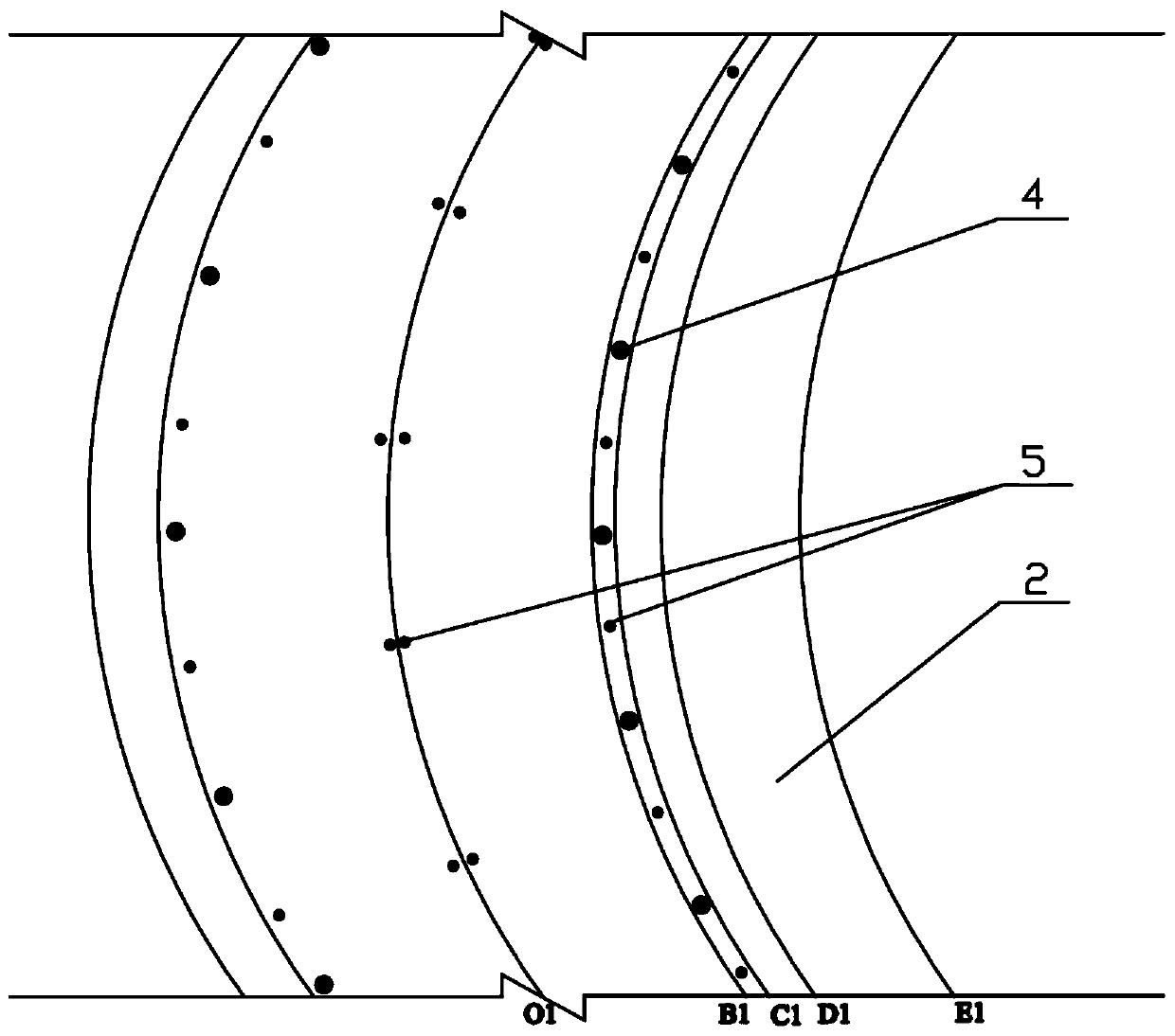 Safe sight distance improvement system for small-radium tunnel bend