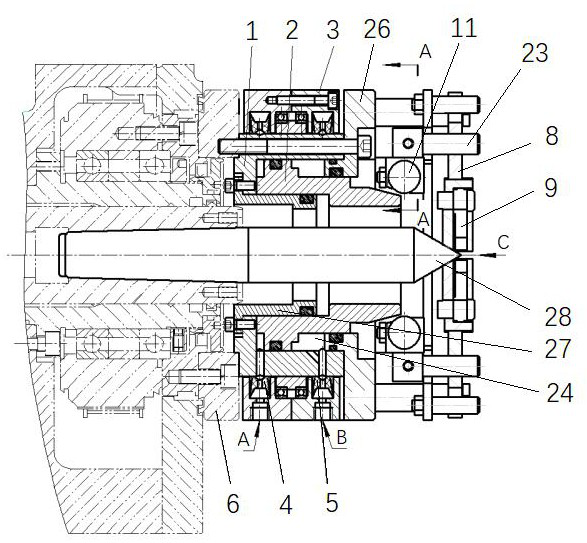 Automatic fixture of rotary cylinder front-mounted grinding machine