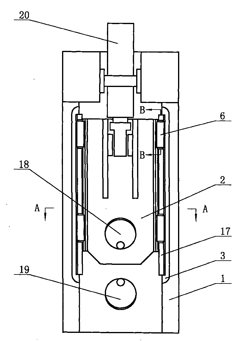 Guiding device of upper tapered roller box body of ring rolling machine