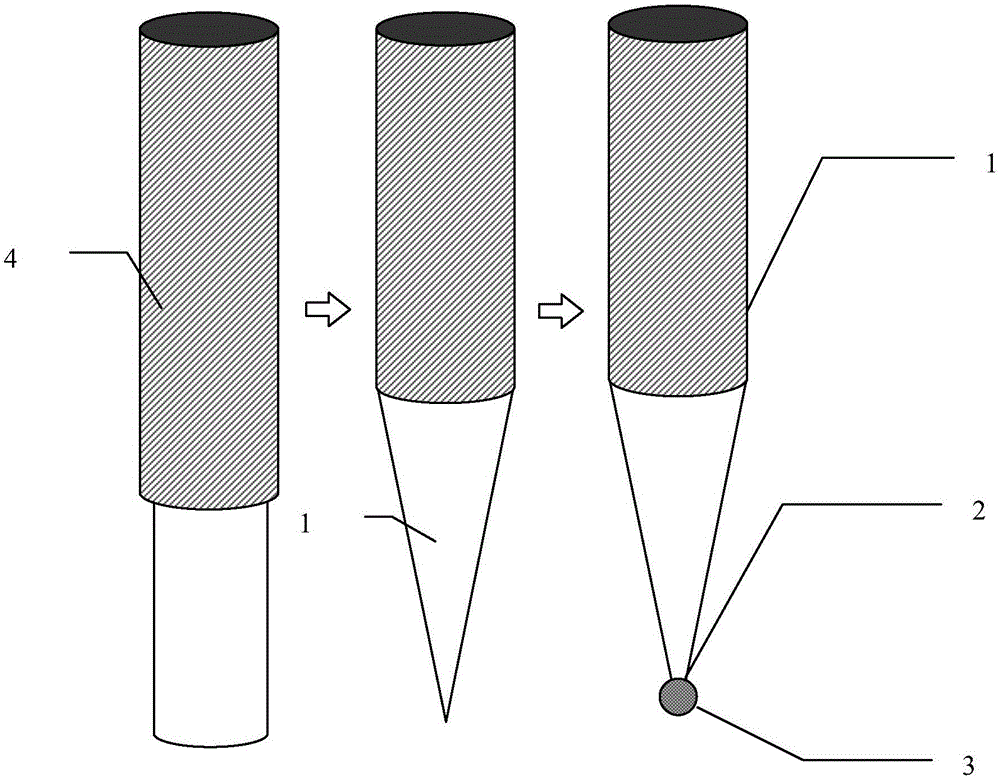 Fiber-Raman-enhanced probe based on tapered optical fiber and micro-ball lens and manufacturing method of fiber-Raman-enhanced probe