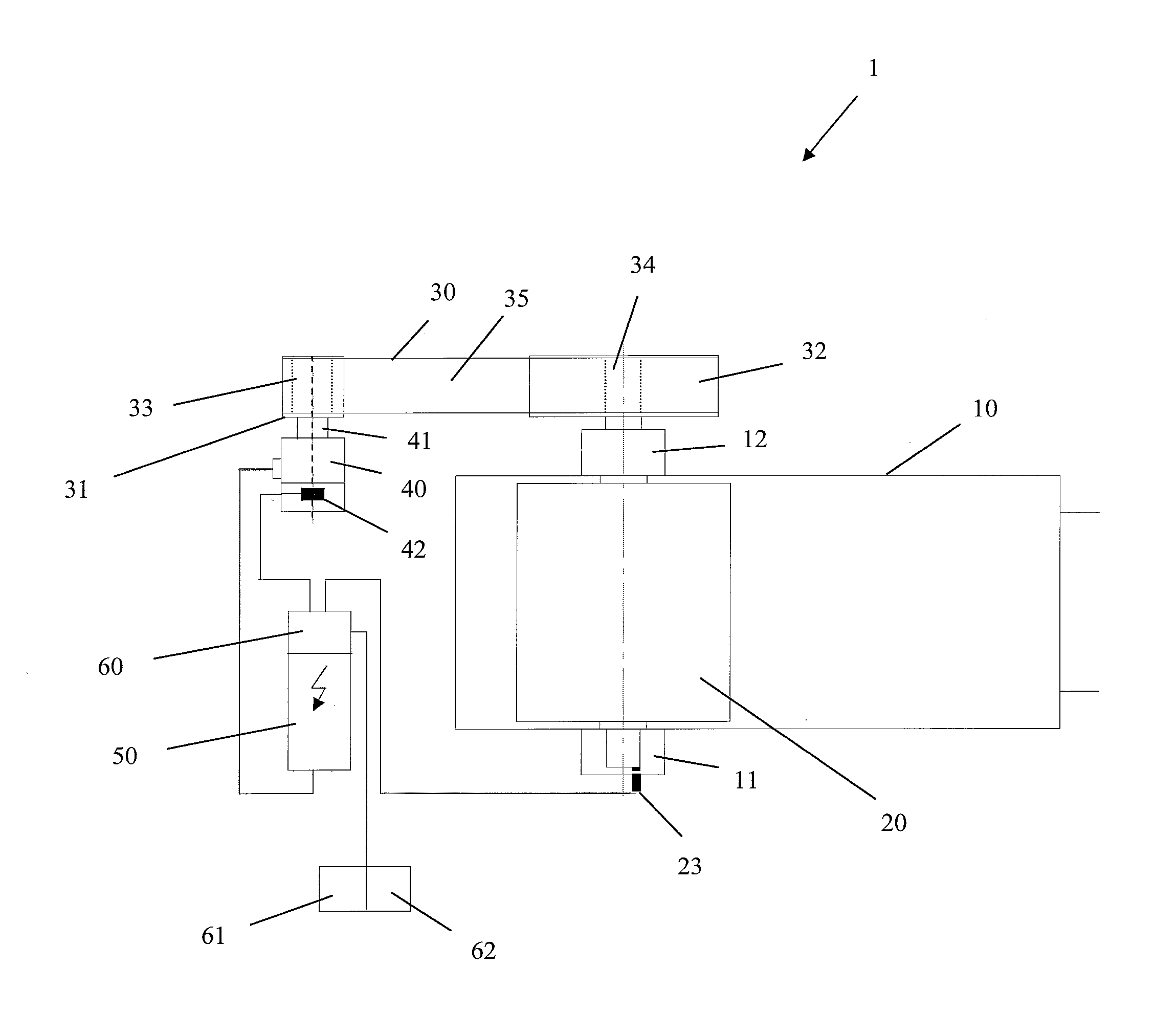 Comminuting device including a rotary current asynchronous motor and a non-positive traction drive and method for its operation