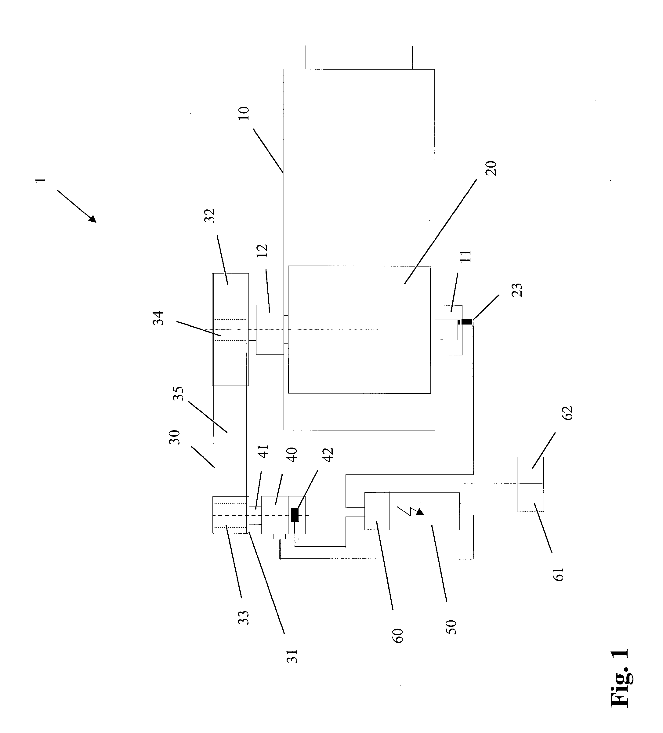 Comminuting device including a rotary current asynchronous motor and a non-positive traction drive and method for its operation