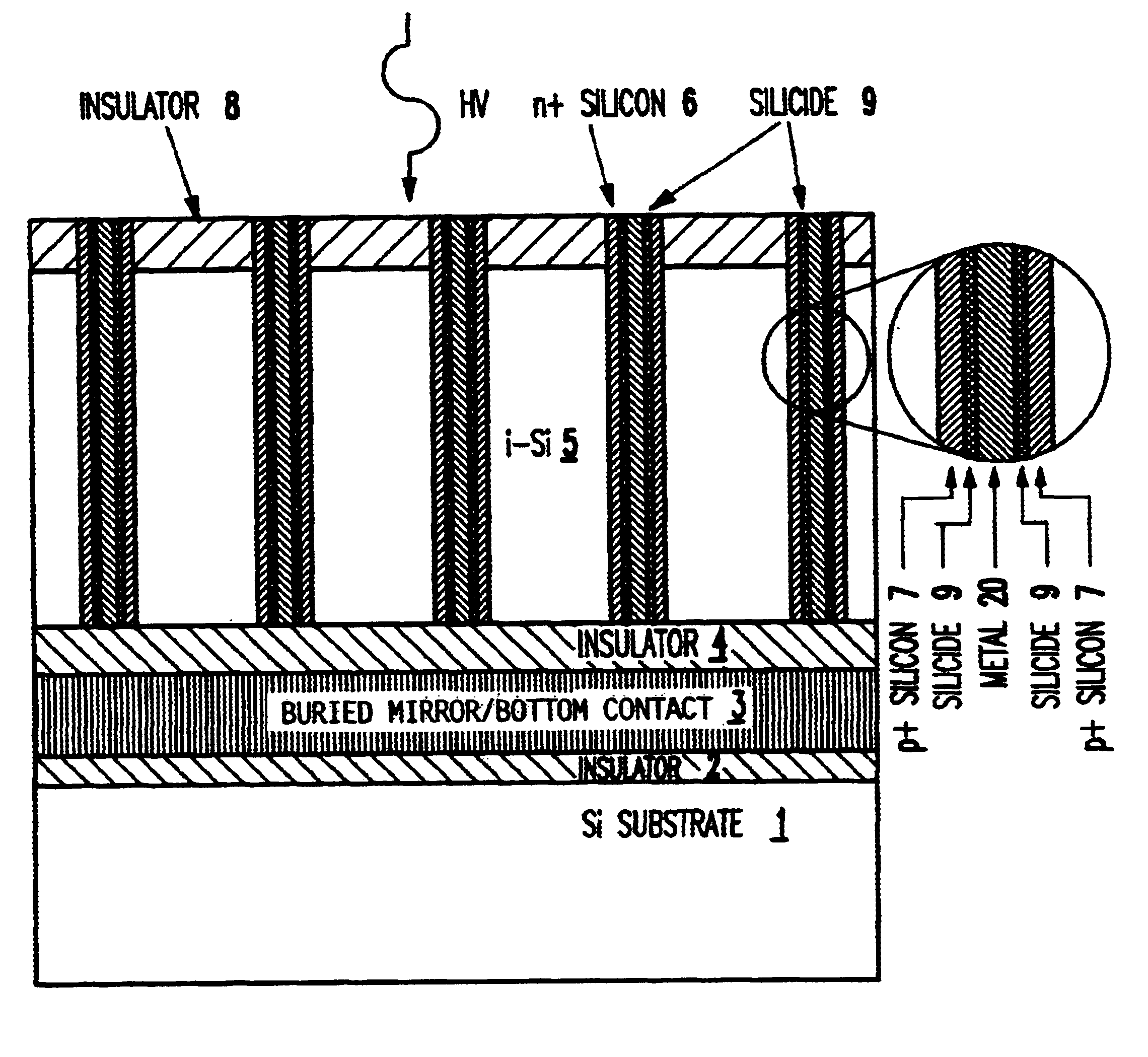 Semiconductor-on-insulator lateral p-i-n photodetector with a reflecting mirror and backside contact and method for forming the same