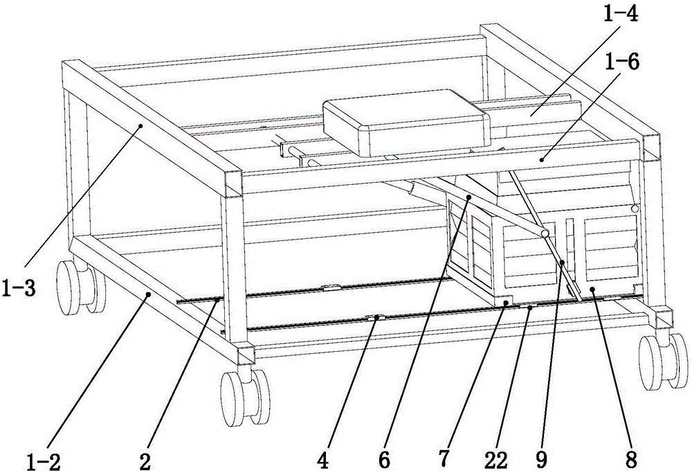 Mobile locating pedestal pan device for electric nursing bed