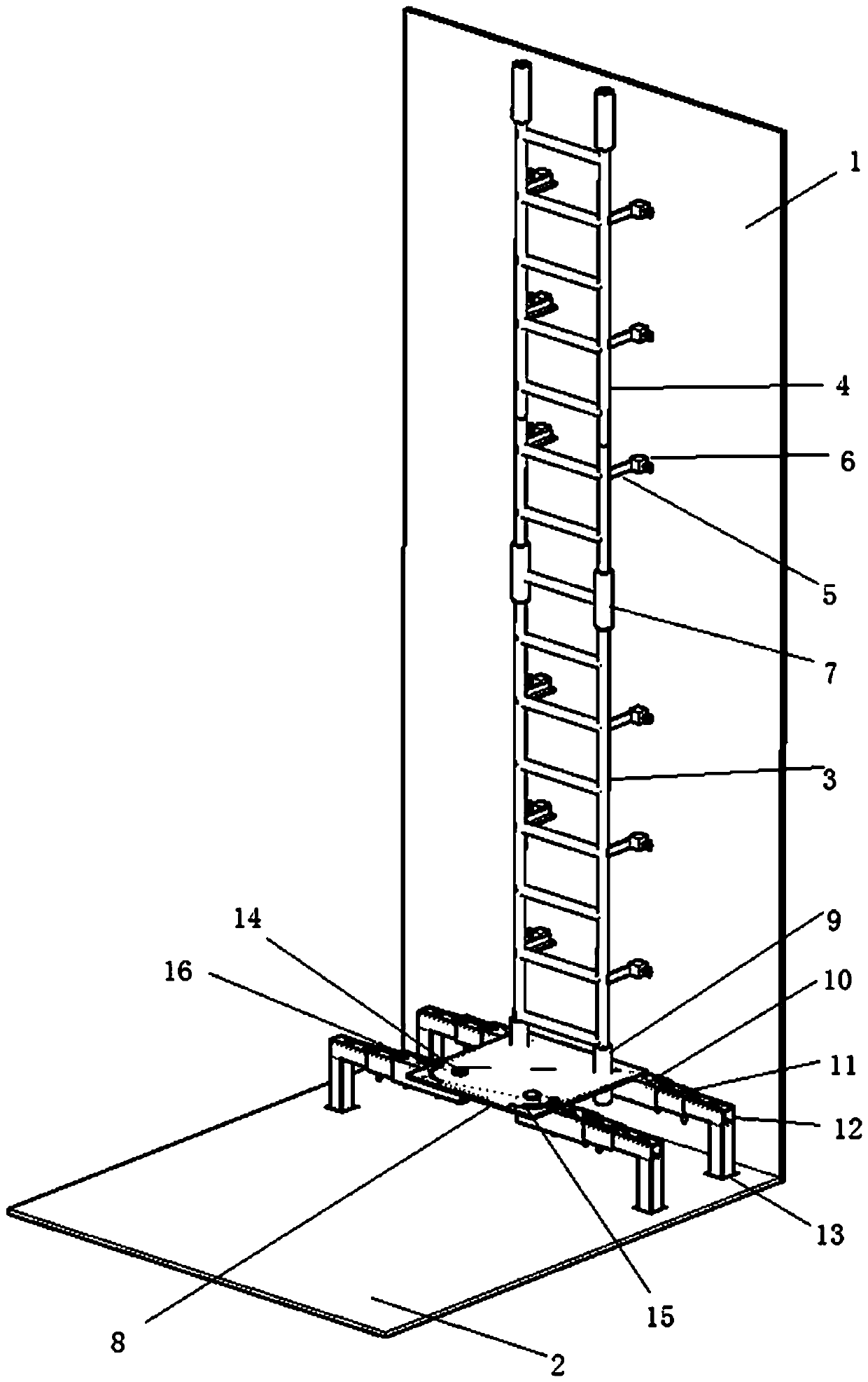 Combined climbing tool for cargo hold flat straight cabin wall