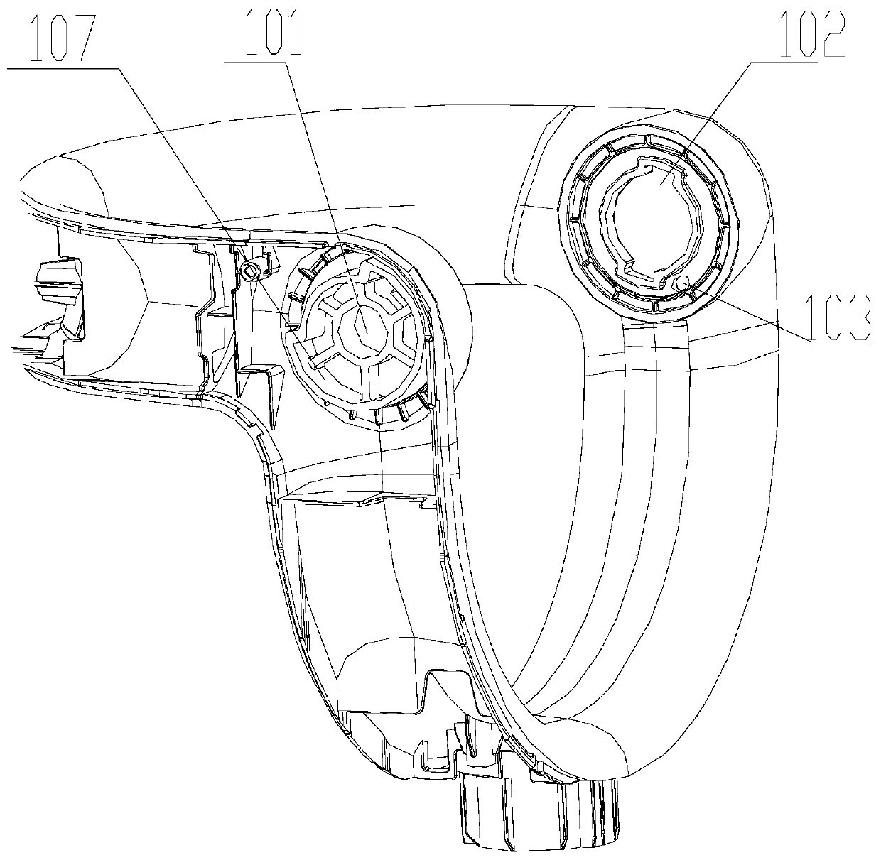 Electric fan pitching adjusting structure and electric fan