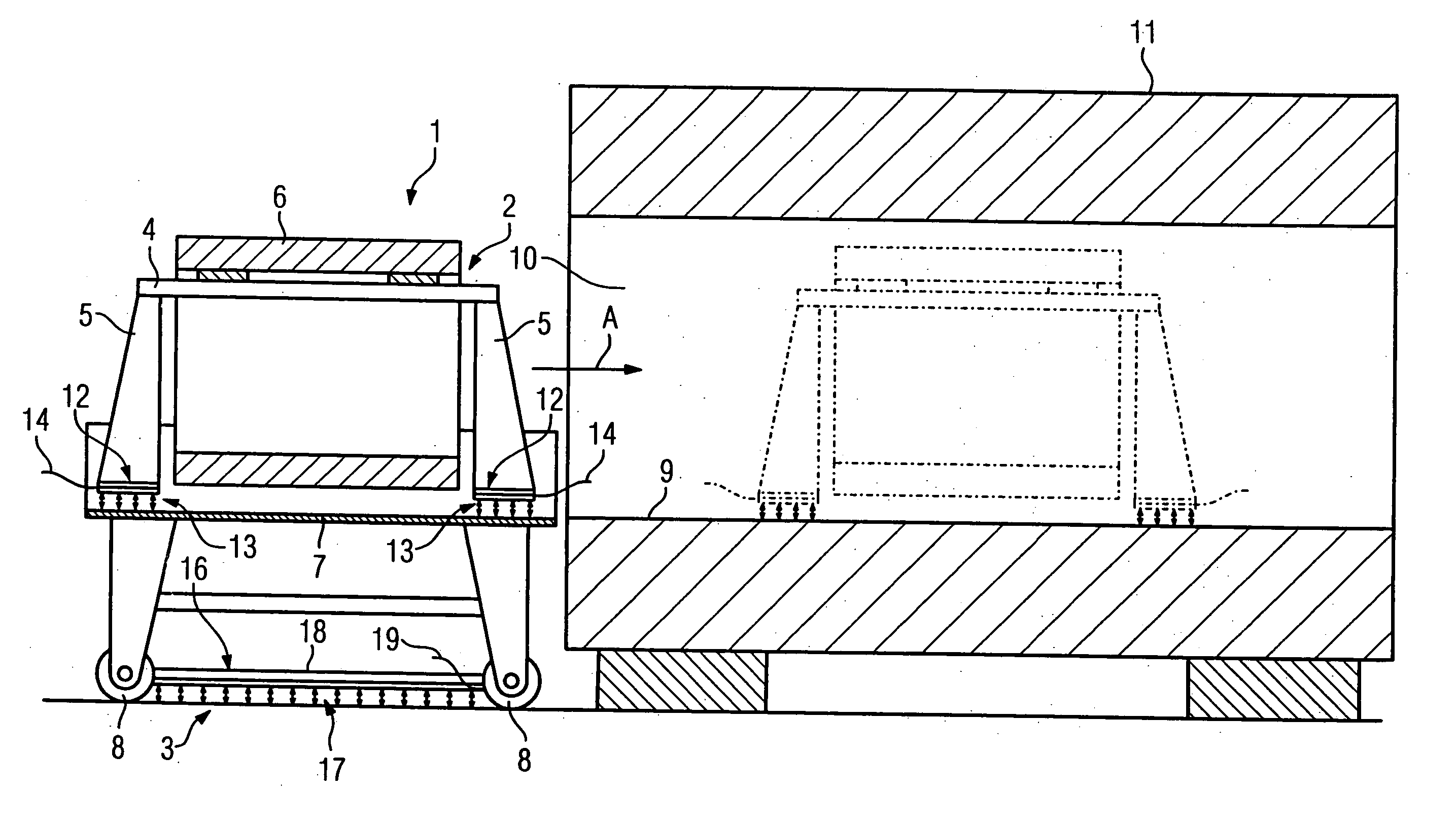 Device for installing a cylindrical gradient coil in a cylindrical magnet of a magnetic resonance system