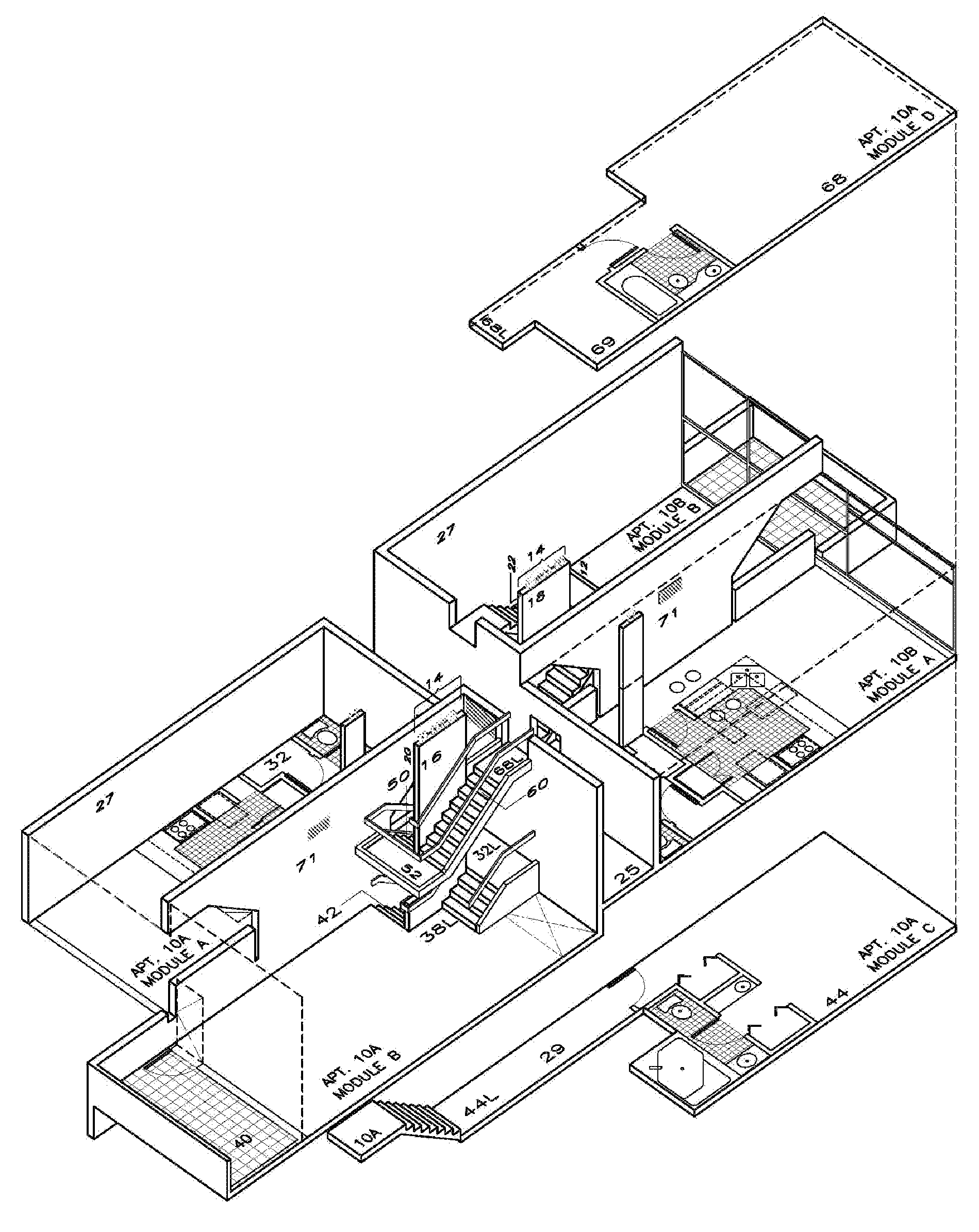 Multi-level apartment building