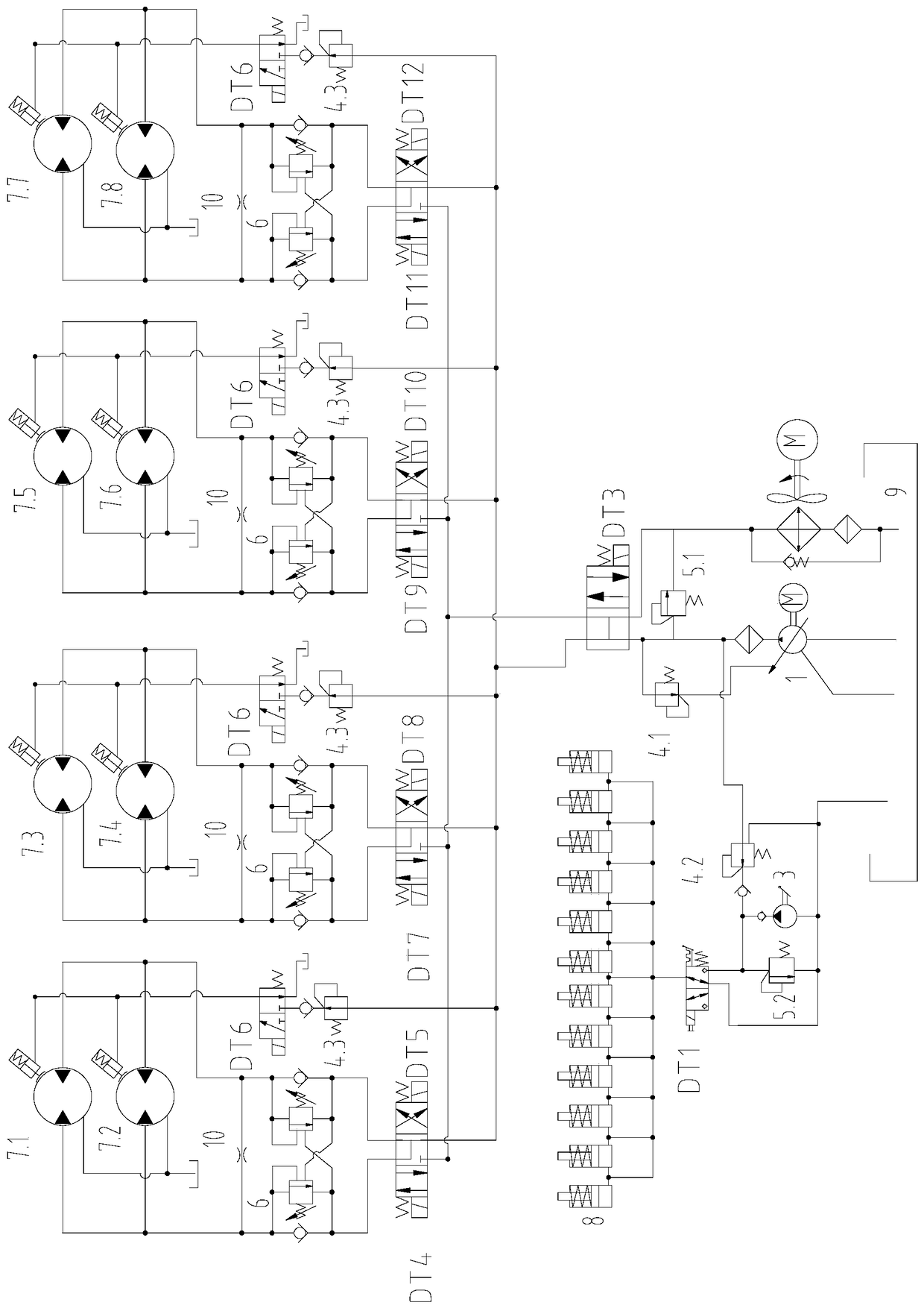 Yaw control method and yaw hydraulic control system of wind power generator