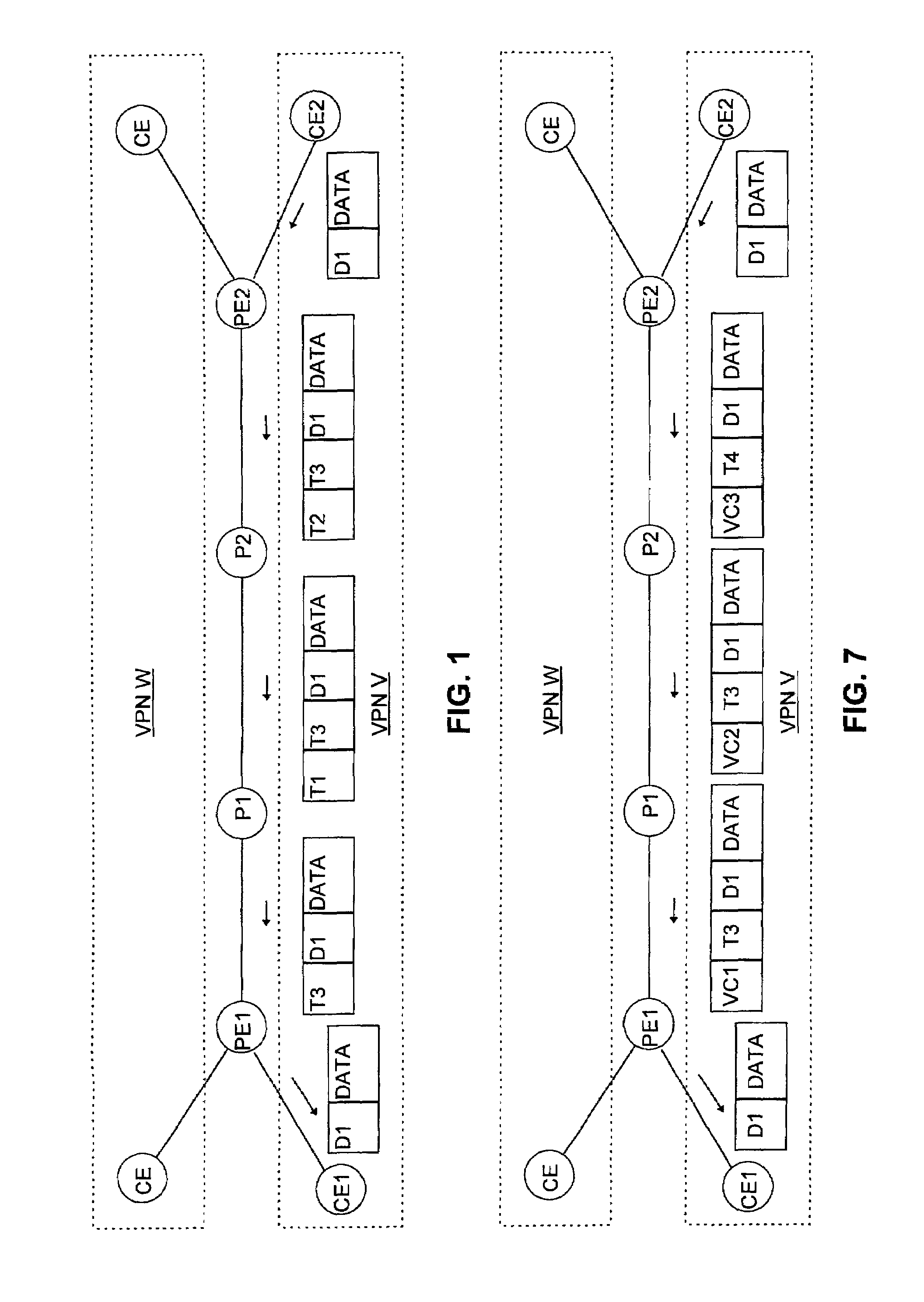 Router for virtual private network employing tag switching