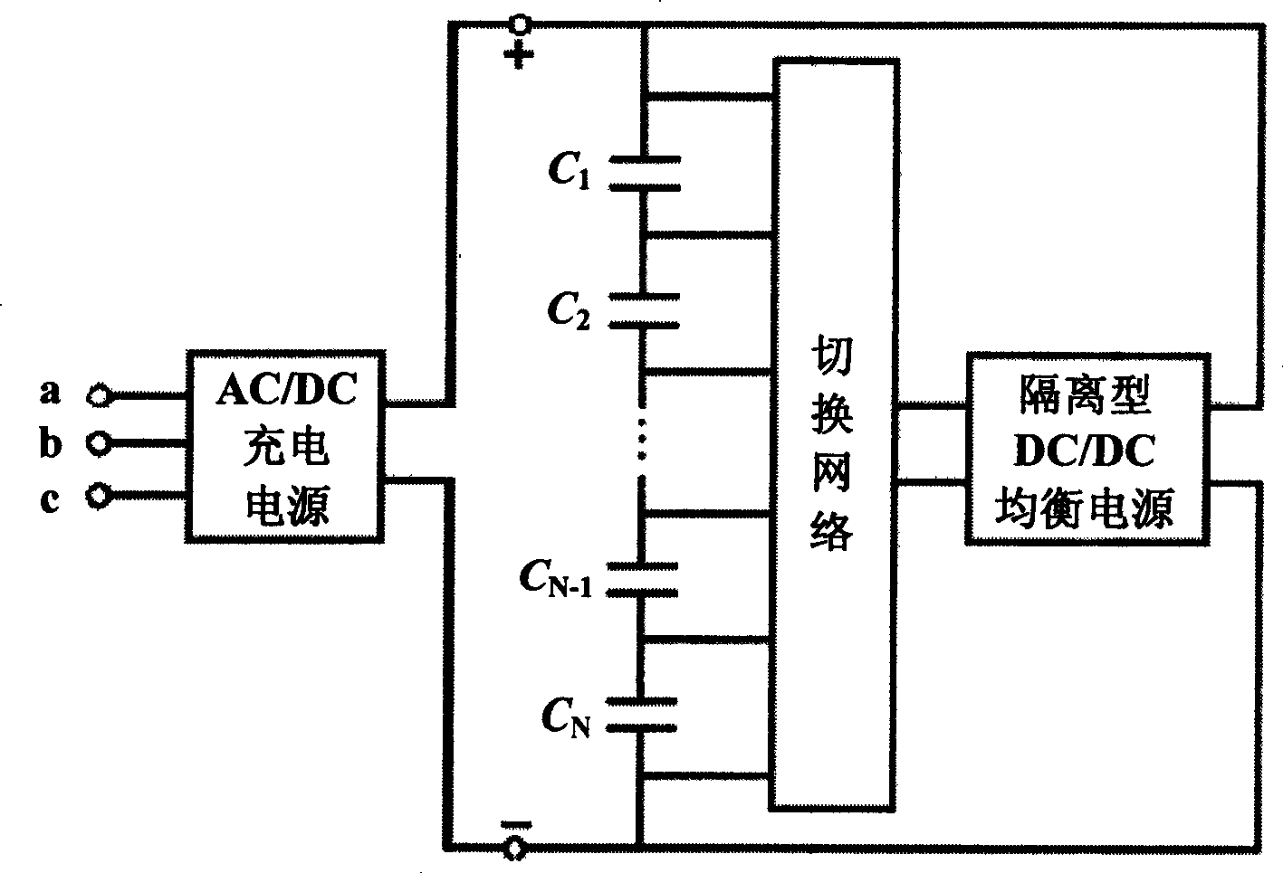 Apparatus and method for electric voltage equalization of accumulator units connected in series