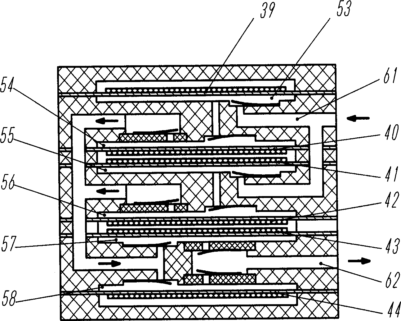 Multiple-cavity piezoelectric film driven pump