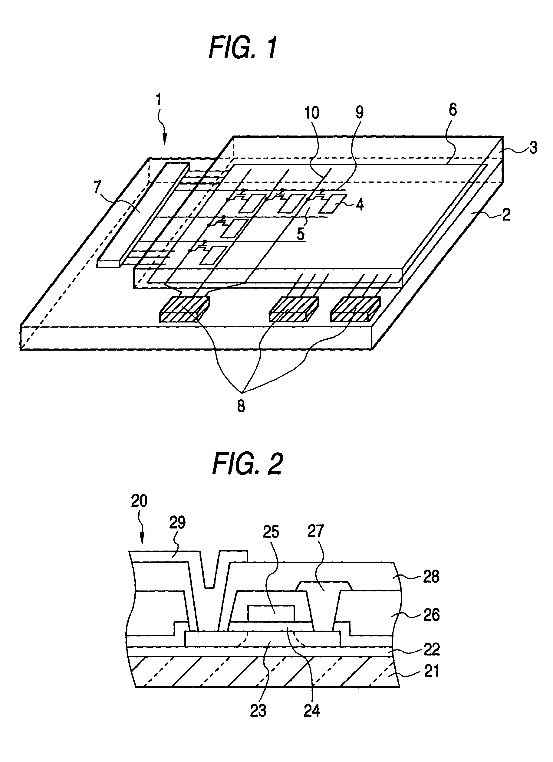 IC substrate of glass and display device