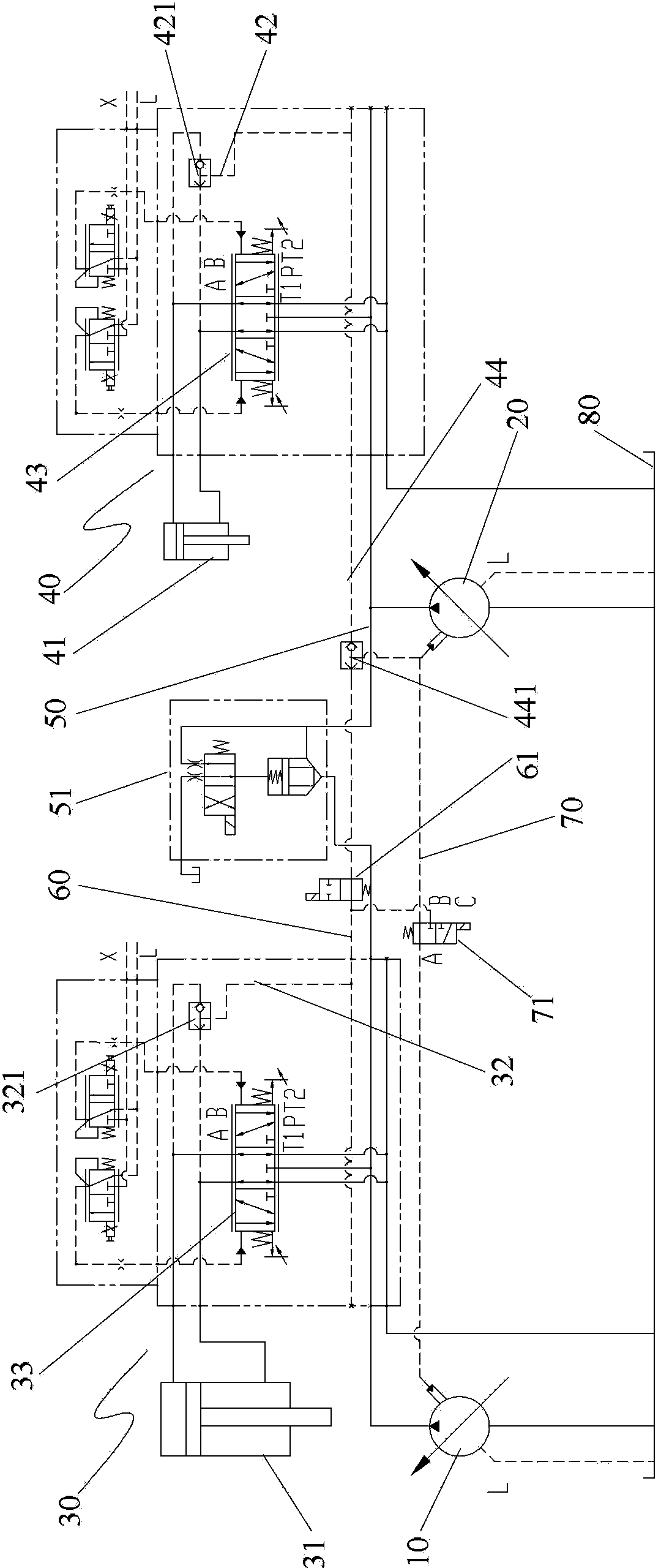 Lazy arm telescopic mechanism and hydraulic control system, hydraulic control method and crane thereof