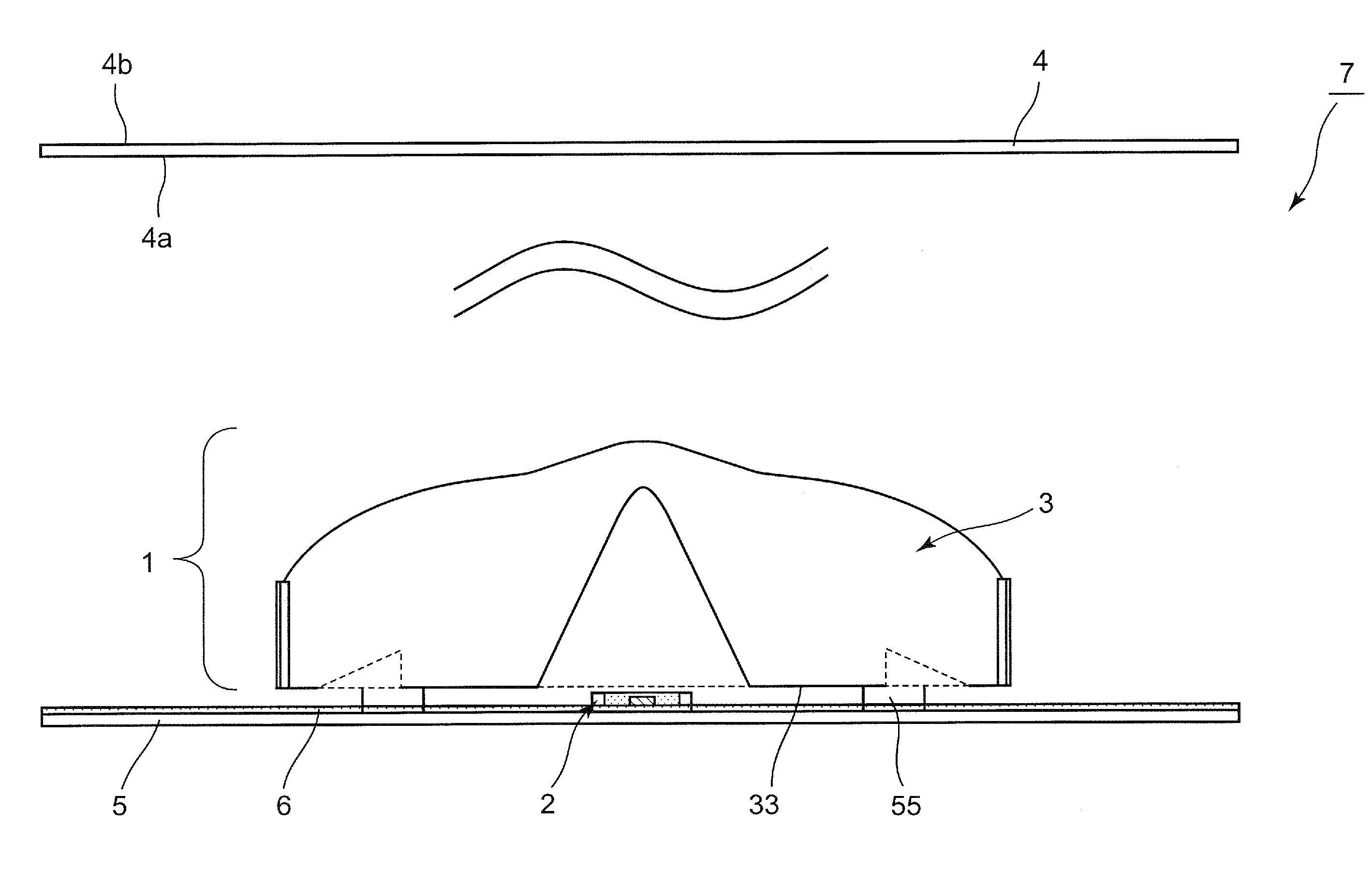 Light emitting device, surface light source, liquid crystal display device, and lens