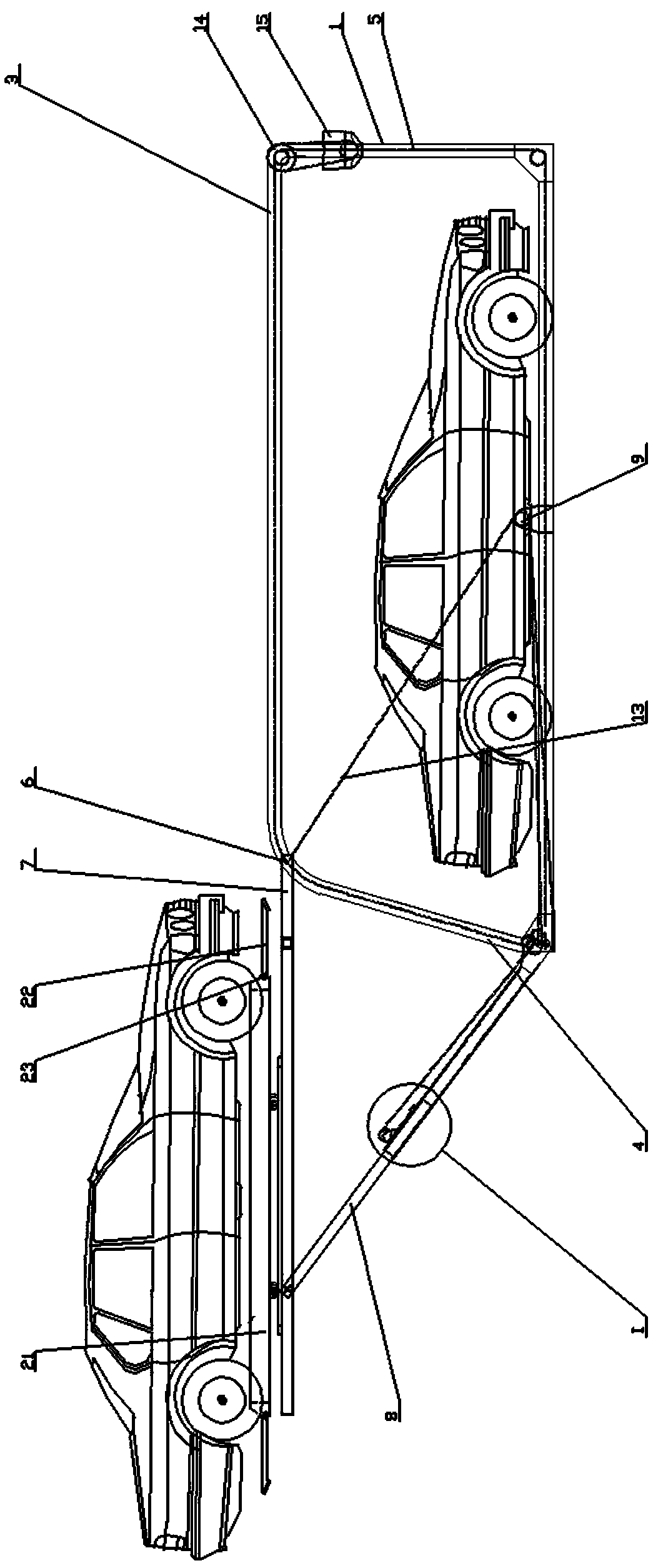 Two-story longitudinal telescopic rod-type three-dimensional garage without avoidance