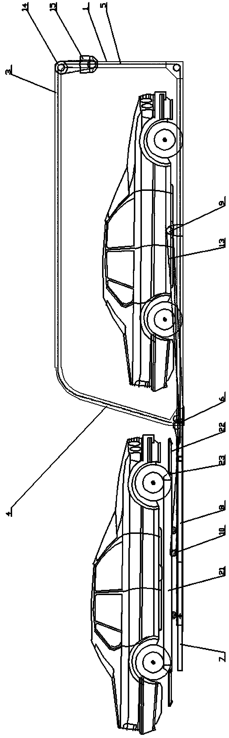 Two-story longitudinal telescopic rod-type three-dimensional garage without avoidance