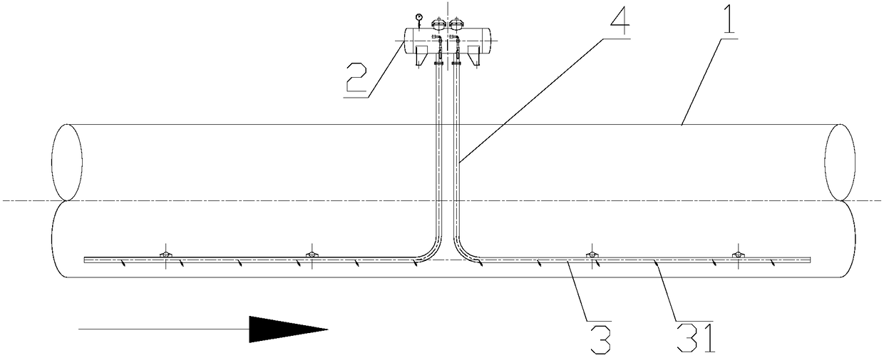 Online accumulated dust removal device for dust-gas pipeline