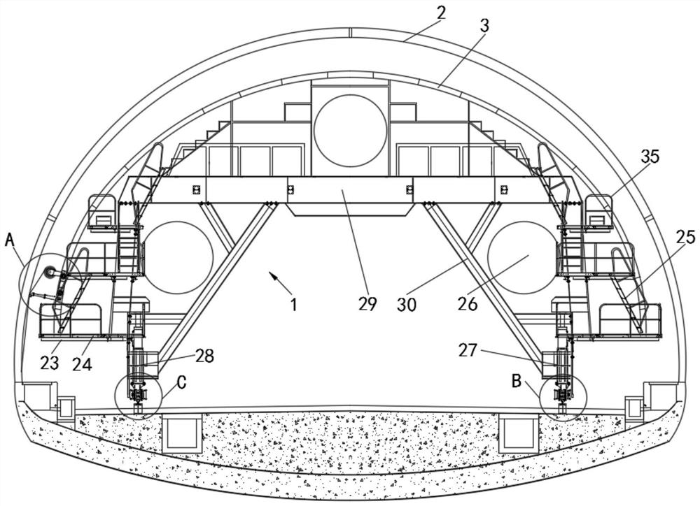 Full-automatic waterproof roll laying device of waterproof board trolley and laying method thereof