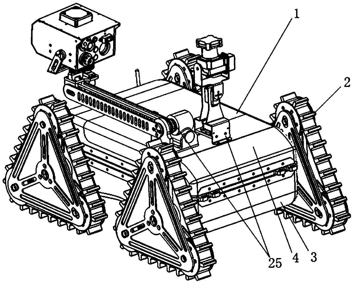 Planetary triangular crawler-type travelling mechanism