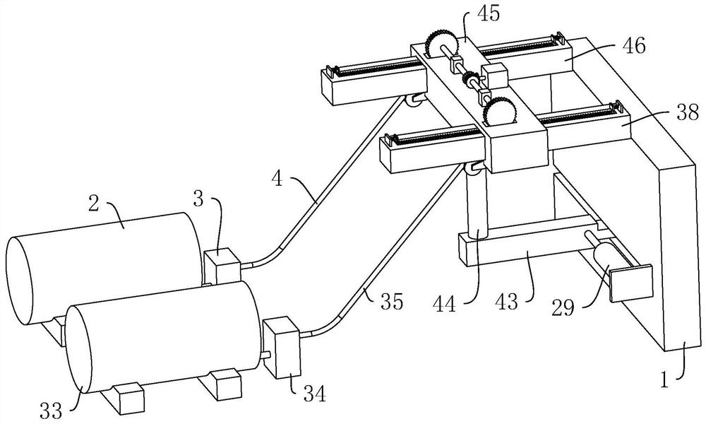 A fire simulation test device for a hydrogen storage system and a method for determining a test safety distance