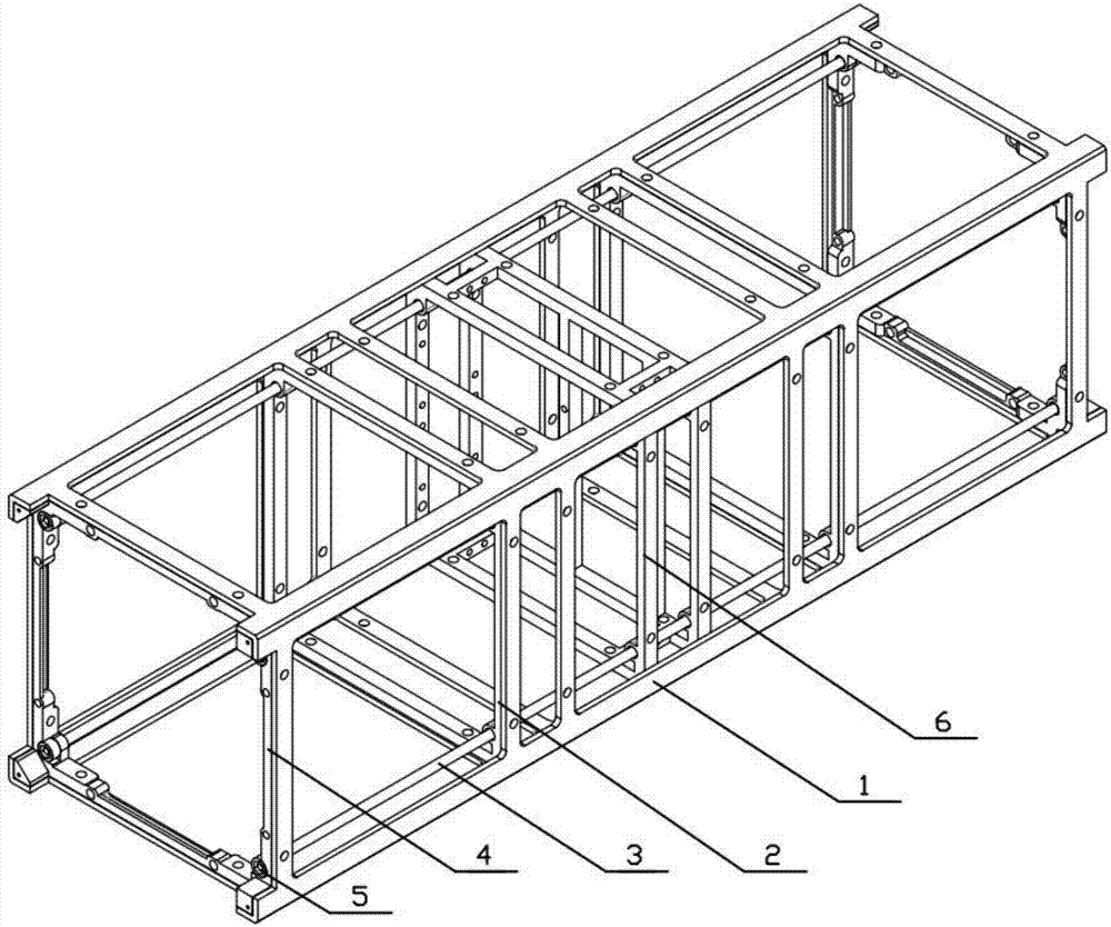 Three-unit cube satellite main load bearing structure