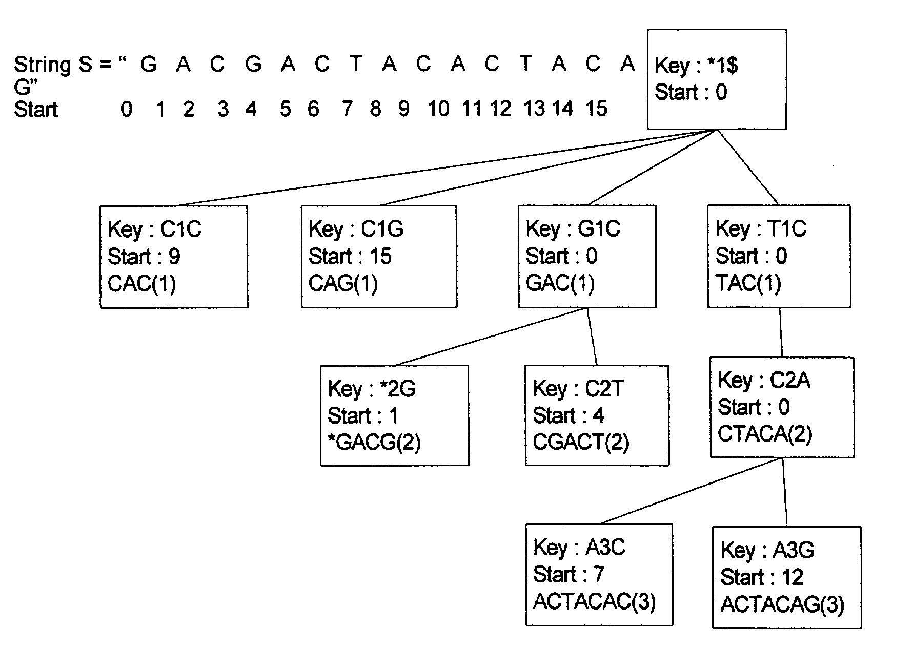 Method and structure for string partial search