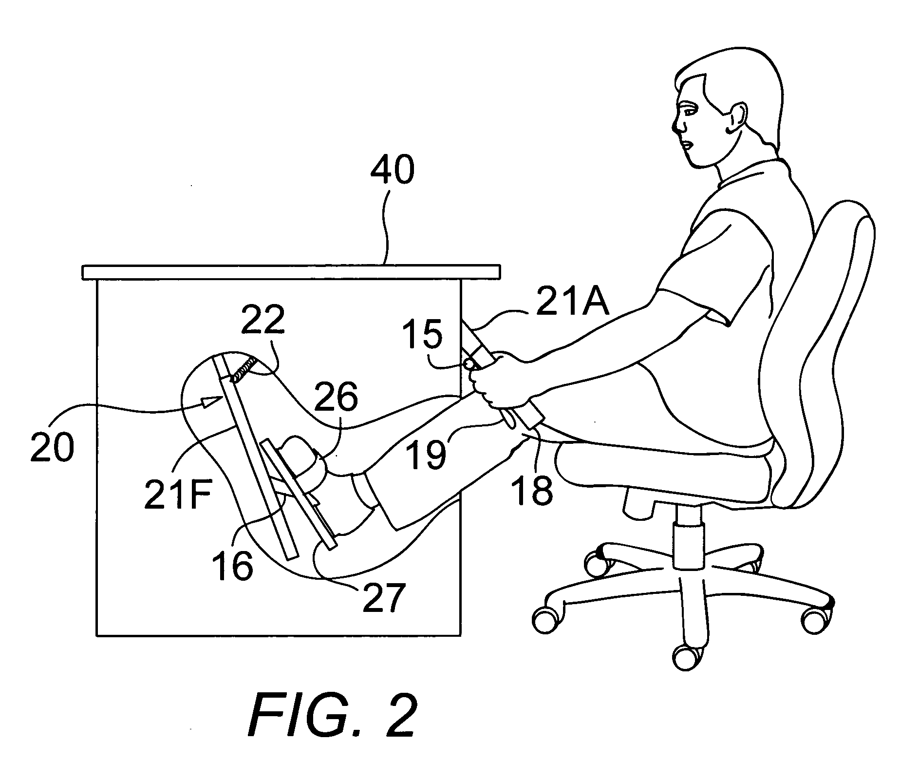 Exercise device for under a desk