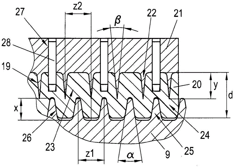 Adjusting device for an adjusting piston of a variable clearance space of a reciprocating compressor