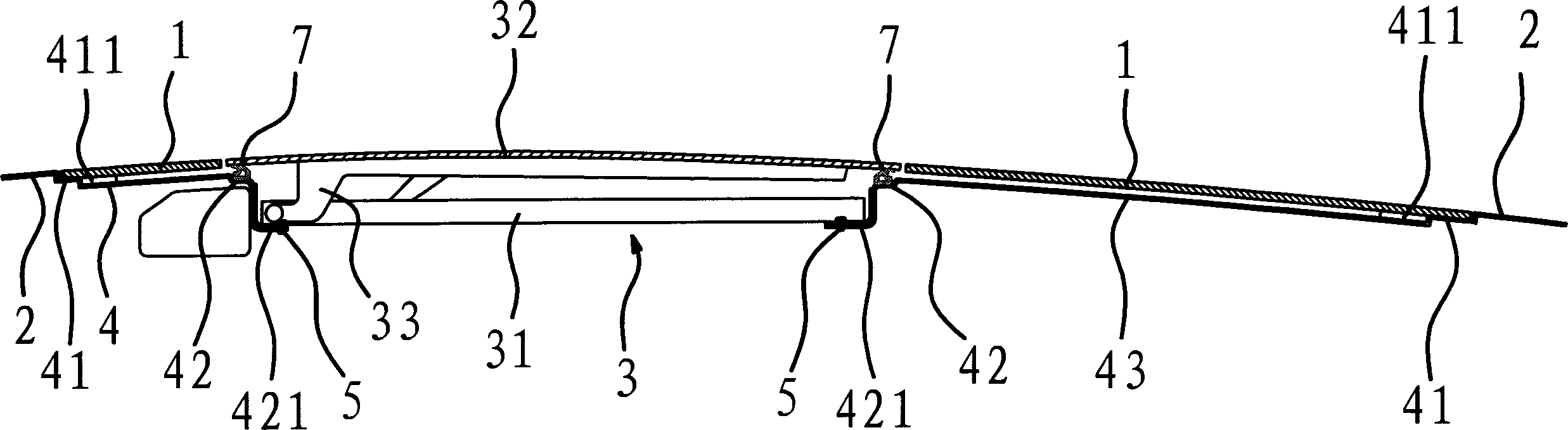 Installing structure of sliding roof on full glass roof of vehicle