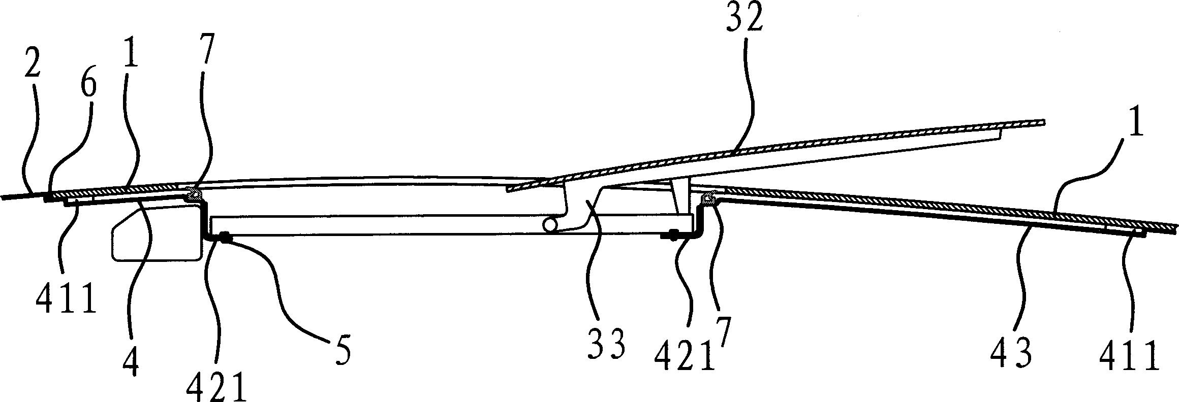 Installing structure of sliding roof on full glass roof of vehicle