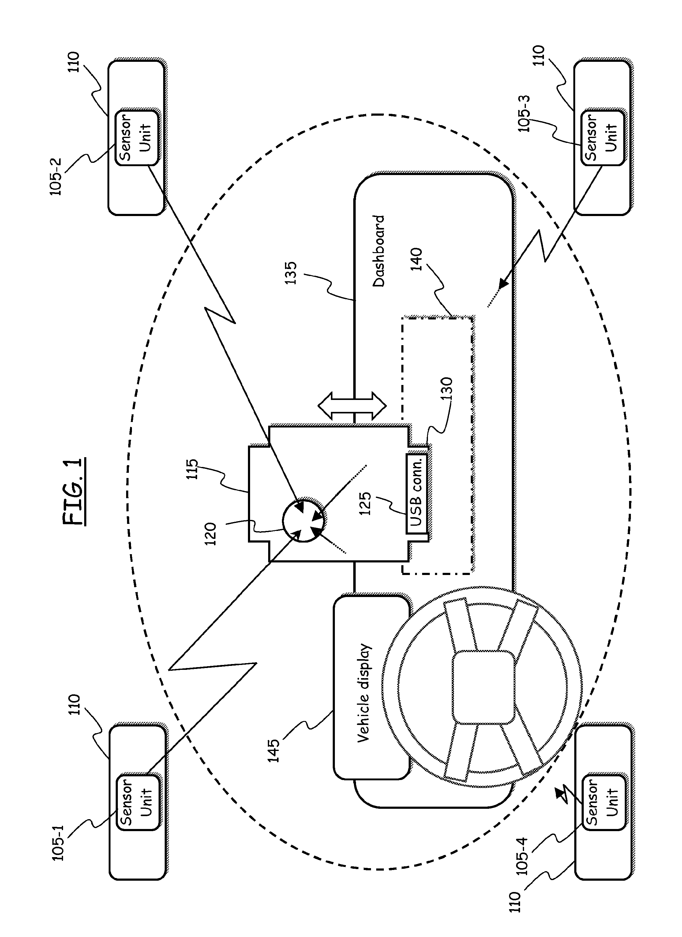 Device for receiving signals from sensors associated with vehicles components, particularly tires, and system comprising the same