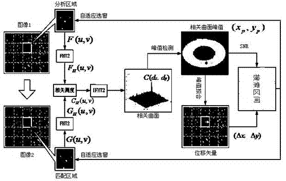 Flow field image self-adaption motion vector estimating method based on FHT-CC