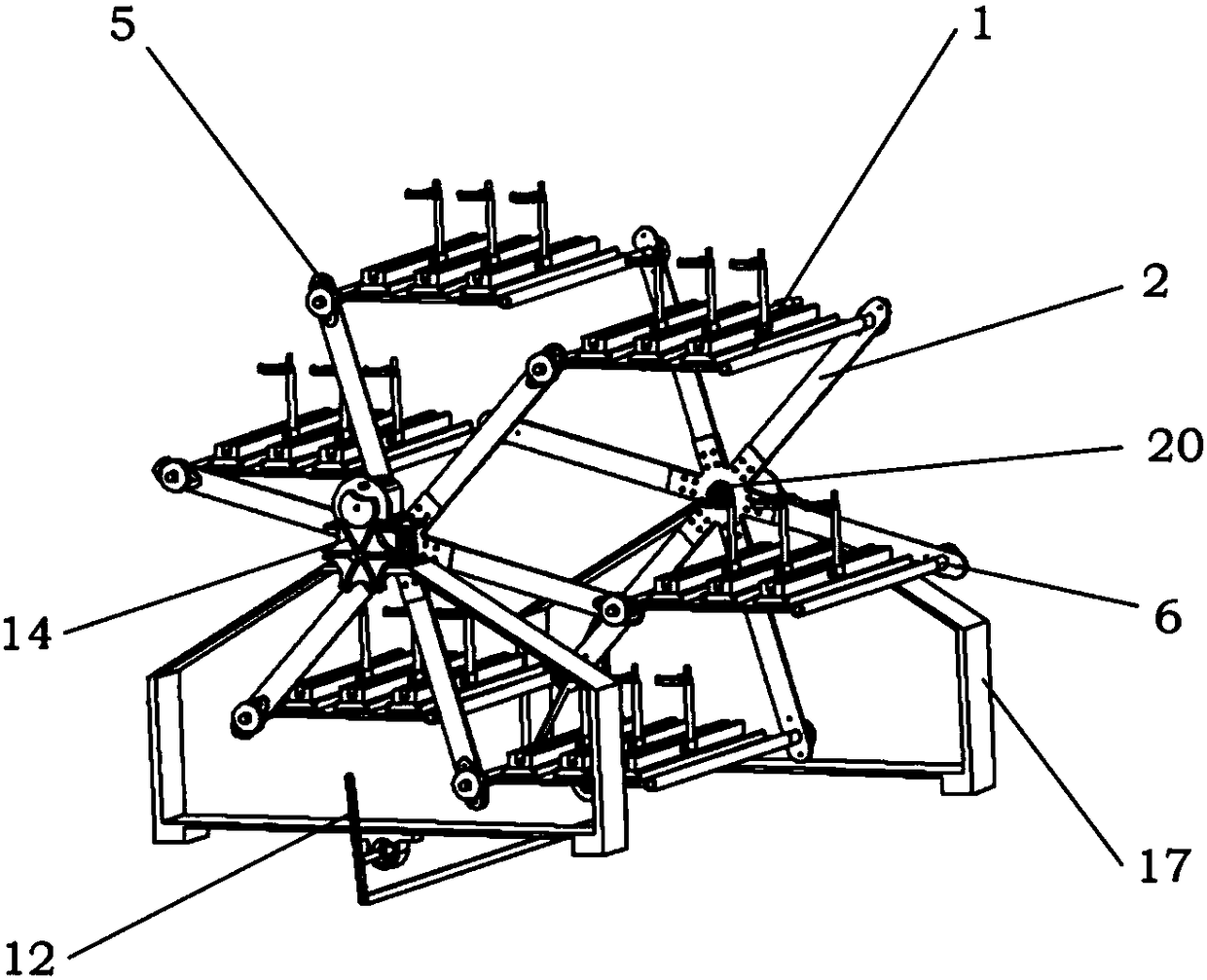 Six-spot linkage small-size stereo bicycle garage