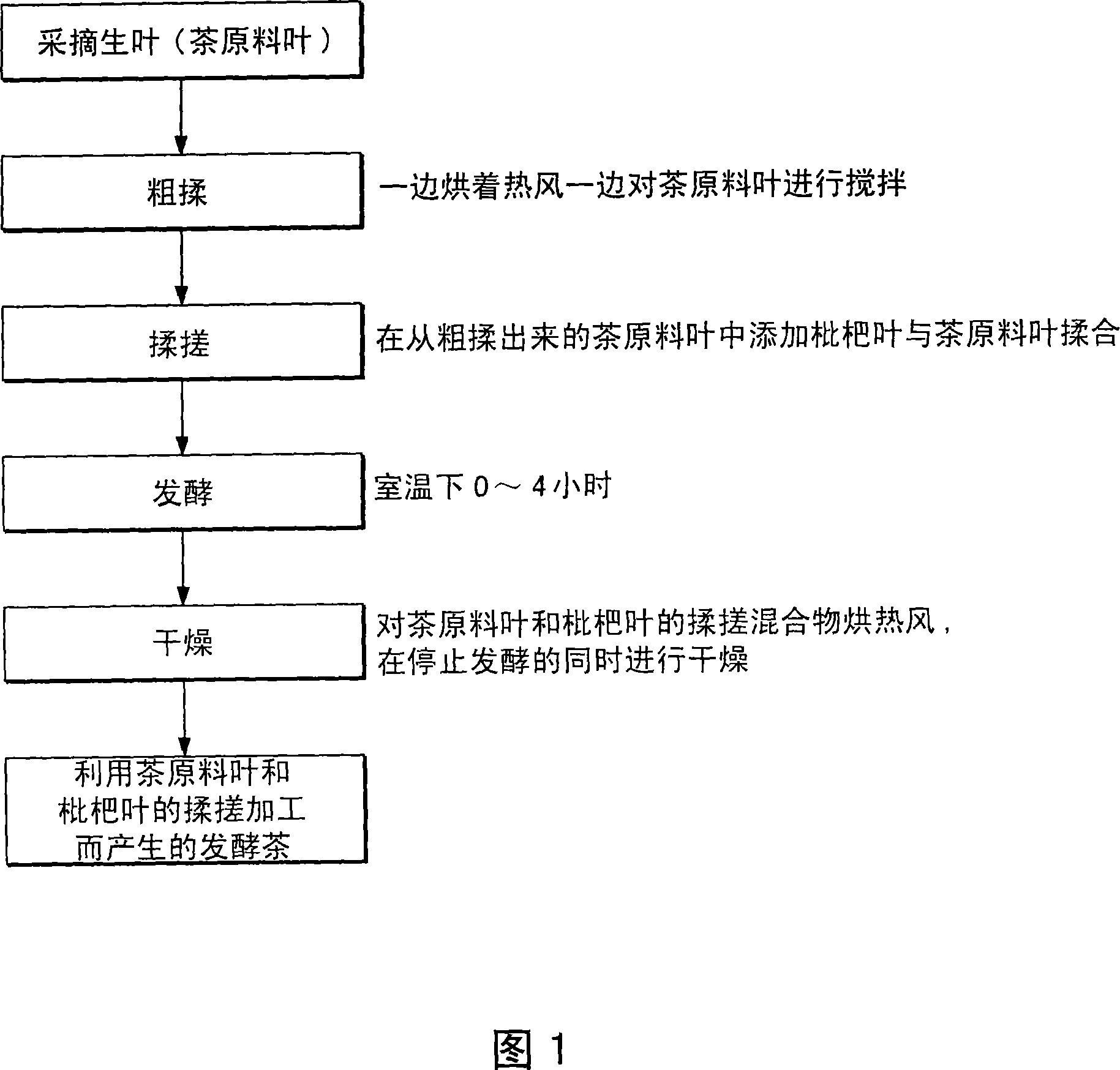 Fermented tea obtained by tea-rolling processing of tea material leaves and loquat leaves, and composition having extract contained in fermented tea as active component