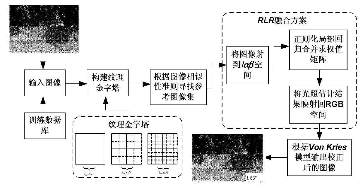 Color constancy method based on texture pyramid and regularized local regression