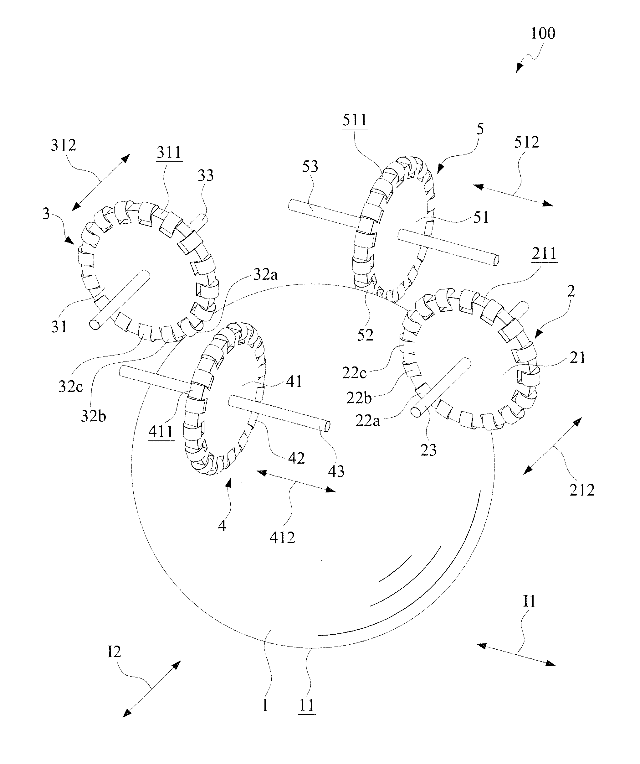 Omni-wheel based driving device with belt transmission mechanism