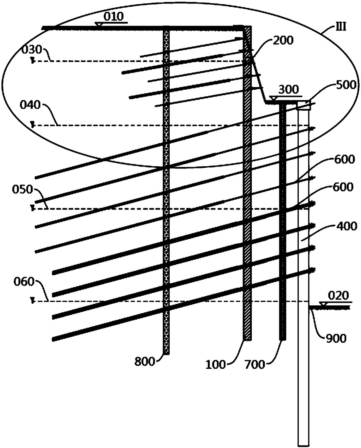 Foundation pit supporting structure and foundation pit supporting method