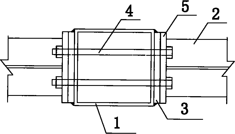 Rectangular steel pipe column and I-steel beam sleeve steel plate bolt connecting node