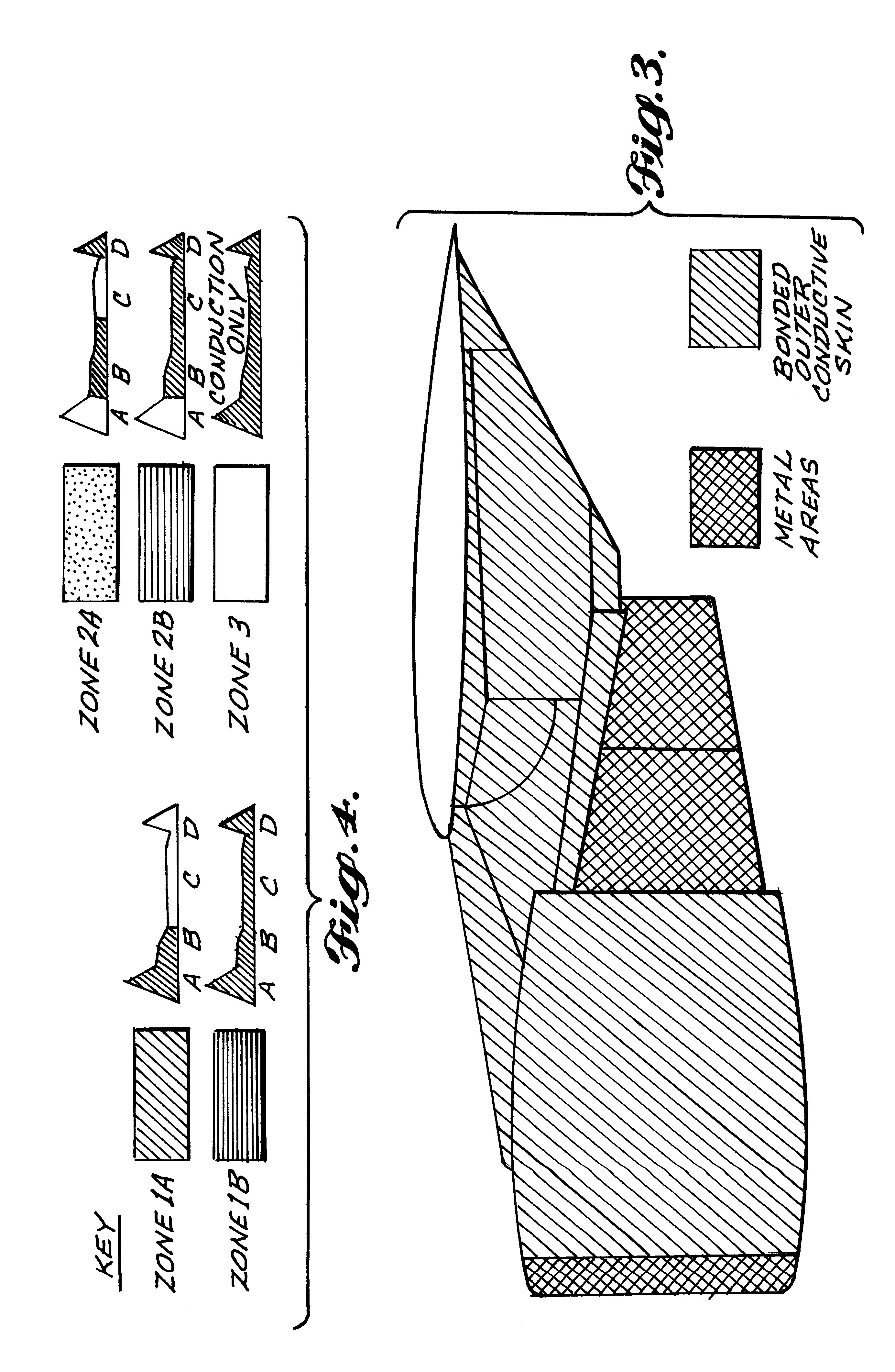 Lightning protection for electrically conductive or insulating skin and core for honeycomb structure