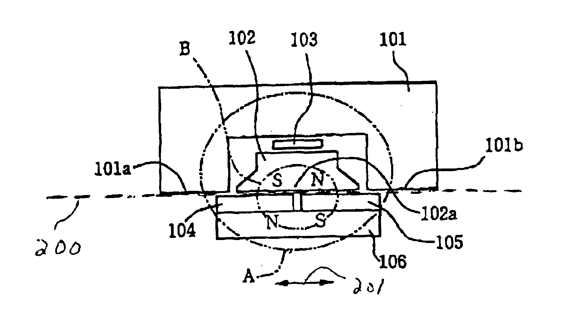 Non-contact position sensor having specific configuration of stators and magnets